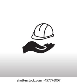  hard hat icon flat .