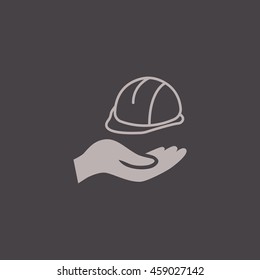  hard hat icon flat .
