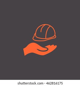  hard hat icon flat .