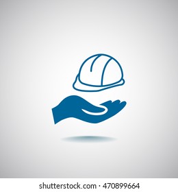  hard hat icon flat .