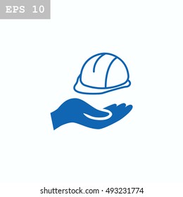  hard hat icon flat .