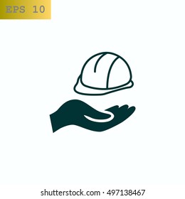  hard hat icon flat .