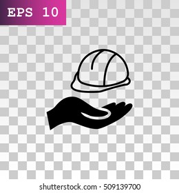  hard hat icon flat .