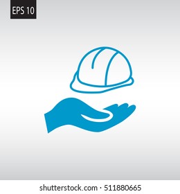  hard hat icon flat .
