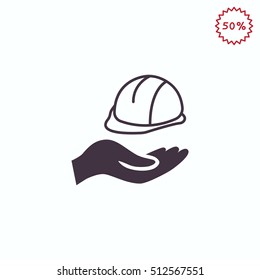  hard hat icon flat .