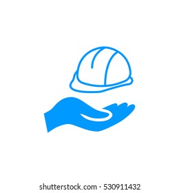  hard hat icon flat .