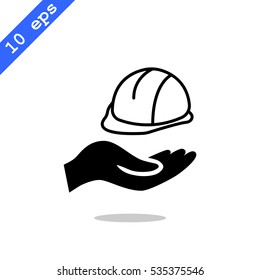  hard hat icon flat .