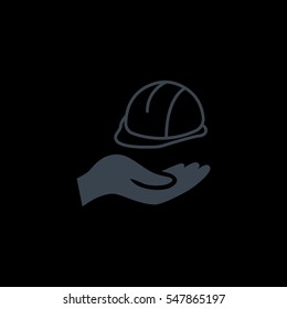  hard hat icon flat .