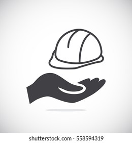  hard hat icon flat .