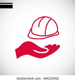  hard hat icon flat .