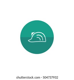 Hard hat icon in flat color circle style. Construction gear head protection builder worker