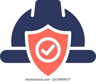 Hard Hat Icon Glyph Color Vector Illustration
