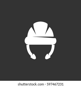 Hard hat icon illustration isolated on black background. Hard hat vector logo. Flat design style. Helmet vector pictogram, sign, symbol for web graphics - stock vector