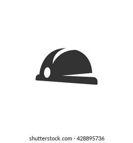 Hard hat icon isolated on a white background. Logo silhouette design template. Simple symbol concept in flat style. Abstract sign, pictogram for web, mobile and infographics - stock vector