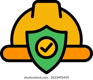 Hard Hat Icon Lineal Color Vector Illustration