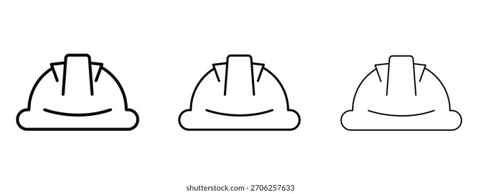 Hard hat icon linear style sign for mobile concept and web design.