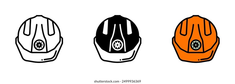 Hard Hat Icon, Protective headgear used in construction and industrial environments to safeguard against falling objects and impacts.