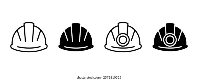 Hard hat icon. Protective helmet vector illustration. Safety cap symbol. Construction worker or miner equipment. Industrial engineer sign. Architect or builder concept. Construction hard hat pictogram