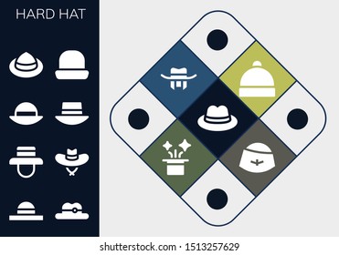 hard hat icon set. 13 filled hard hat icons.  Simple modern icons about  - Hat