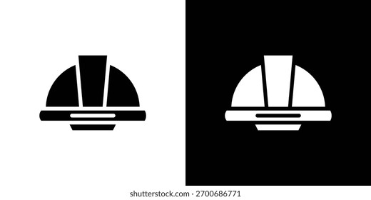 Colección de silueta de ícono de sombrero duro en versiones sólidas planas en blanco y negro para Diseños gráficos