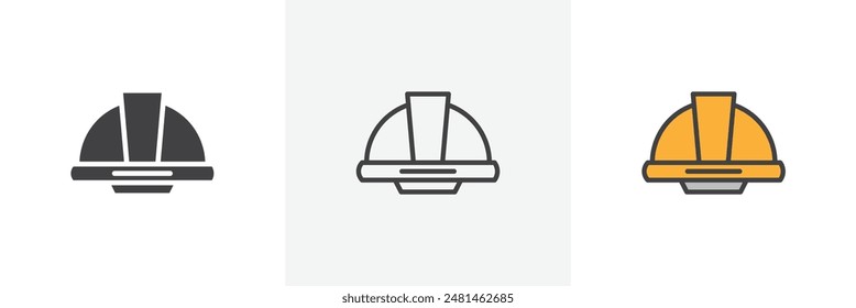 Hard hat icon symbol collection on white background.