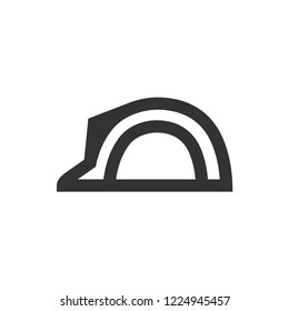 Hard hat icon in thick outline style. Black and white monochrome vector illustration.