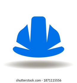 Hard hat icon vector. Safety helmet logo. Construction industry wear equipment safe health symbol.