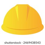 Hard hat icon, yellow builder helmet vector cartoon isolated on white background. Flat illustration of worker protective hardhat.