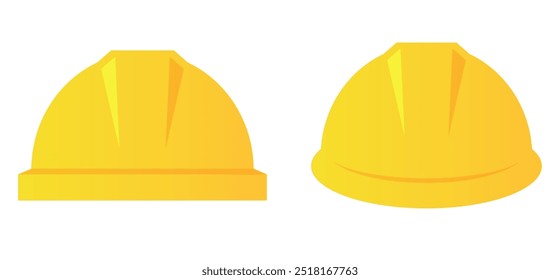 Hard hat icon, yellow safety helmet isolated on white background. Vector flat illustration of protective head wear.