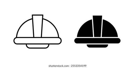 Hard hat icons in black filled and outlined style