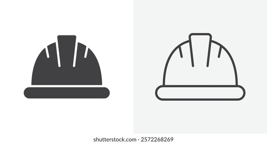 Hard hat icons. flat and line style set