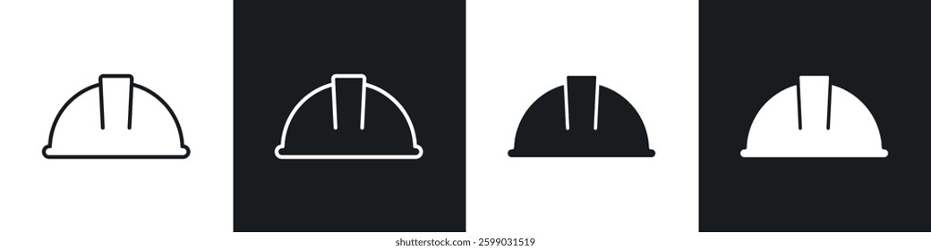 Hard hat icons in flat and linear vector illustration on white background.