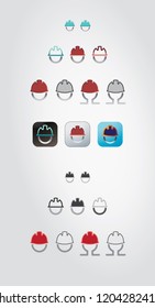 Hard hat icons for mobile smart phone application and print design