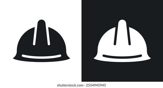 Hard hat icons in solid black and white colors