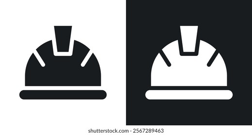 Hard hat icons in solid black and white colors