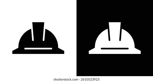 Hard hat icons vector set in solid flat style