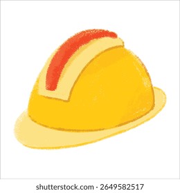 Hard Hat Illustration with crayon style editable for cards, poster decorations, t-shirt prints, stickers, icons and others