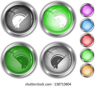 Hard hat. Internet buttons.
