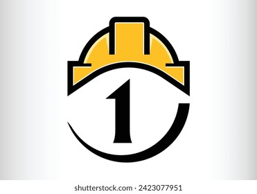Hard hat Letter 1 Logo Design Vector letter template design for brand.