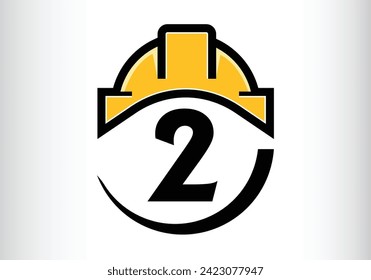 Hard hat Letter 2 Logo Design Vector letter template design for brand.