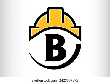 Hard hat Letter B Logo Design Vector letter template design for brand.