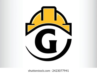 Hard hat Letter G Logo Design Vector letter template design for brand.