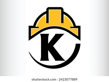 Hard hat Letter K Logo Design Vector letter template design for brand.