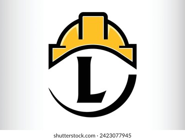 Diseño de letra vectorial de la letra del logotipo L del sombrero duro para la marca.