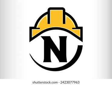 Hard hat Letter N Logo Design Vector letter template design for brand.