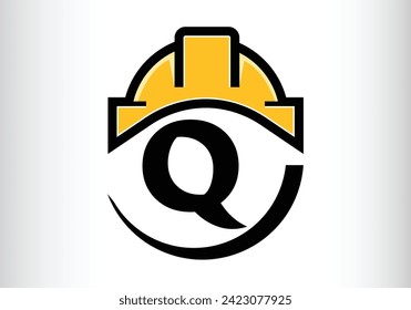 Hard hat Letter Q Logo Design Vector letter template design for brand.