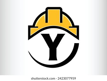 Hard hat Letter Y Logo Design Vector letter template design for brand.