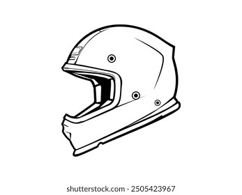 Hard Hat Line Art with Construction Tools - Industrial Safety Helmet Vector Illustration.