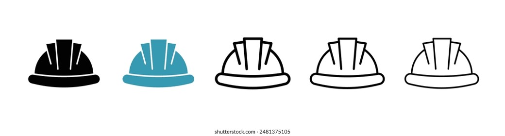 Hard hat line icon vector set.