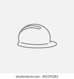 Hard hat line icon for web, mobile and infographics. Vector dark grey icon isolated on light grey background.